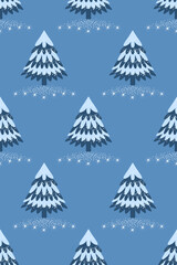 Vector illustration of a decorative stylized Christmas tree with snowflake decorations. Universal artistic template for design, greeting card, invitation. Pattern..
