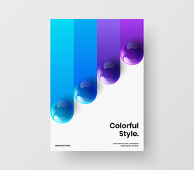 Multicolored handbill vector design concept. Minimalistic 3D spheres company cover layout.