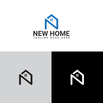 n letter plus home, house logo minimal logo icon