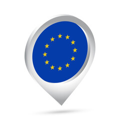 EU flag 3d pin icon