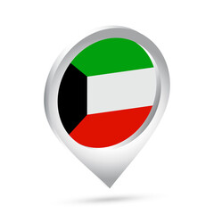 Kuwait flag 3d pin icon