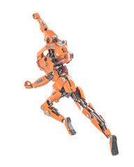 cyber mechis is flying up very fast rear view