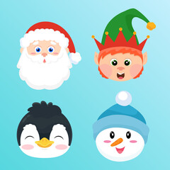 Avatar. New Year characters. Santa, snowman, elf, penguin
