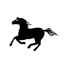 Fototapeta na wymiar Horse, animal, mustang, race, ride, sport icon. Black vector graphics.