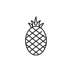 Obraz premium Pineapple with leaves outline icon.