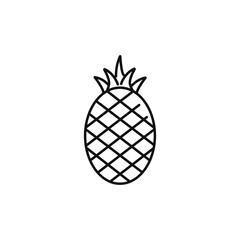 Pineapple with leaves outline icon.