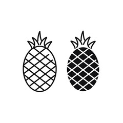 Pineapple with leaves outline icon.