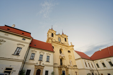 Fototapeta na wymiar Benedictine monastery and the church of St. Peter and Paul in Rajhrad, Czech Republic.