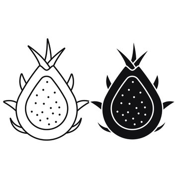 Dragon Fruit Icon Outline Illustration. Isolated On White Background