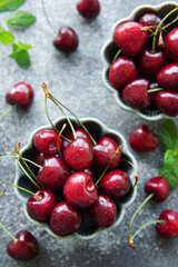 Fresh red cherries fruit in bowl