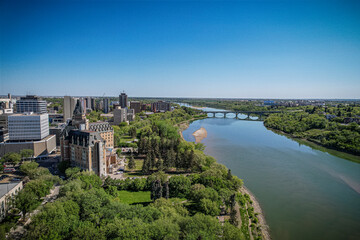 Obraz premium Downtown Aerial View of the City of Saskatoon