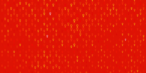 Light Orange vector background with woman symbols.
