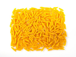 penne pasta on white background