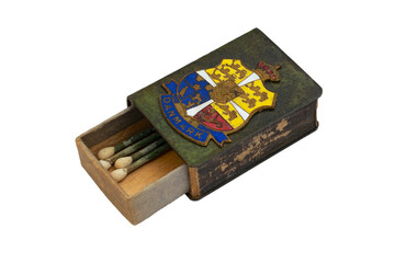old matchbox with emblem of Denmark