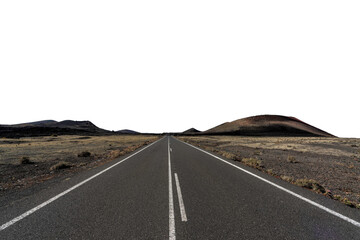 road for nowhere in the desert on transparence background - obrazy, fototapety, plakaty