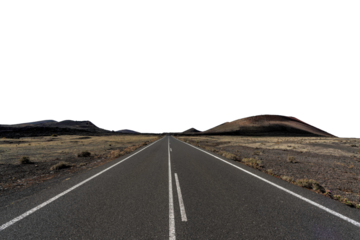 road for nowhere in the desert on transparence background