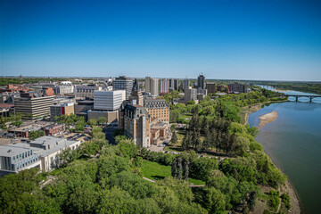 Fototapeta na wymiar Downtown Aerial View of the City of Saskatoon