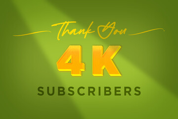 4 K  subscribers celebration greeting banner with Yellow Design