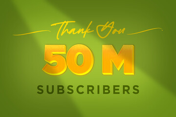 50 Million  subscribers celebration greeting banner with Yellow Design