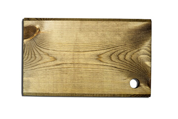 brown wooden cutting board isolated on white background