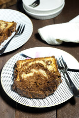 Delicious homemade marble pound cake and hazelnuts