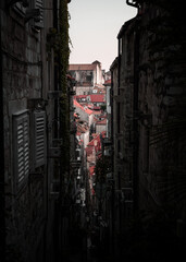 Fototapeta premium Dubrovnik old town narrow street. Summer morning.