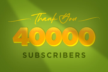 40000 subscribers celebration greeting banner with Yellow Design