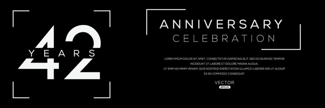 42 years anniversary celebration template, Vector illustration.