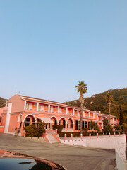 Agios Gordios, Comune a Corfù in Grecia. The Pink palace.
