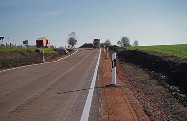 Road marking on a construction site bypass of the A143 near Friedrichsschwerz.