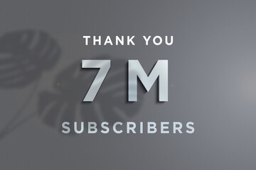 7 Million  subscribers celebration greeting banner with Steel Design