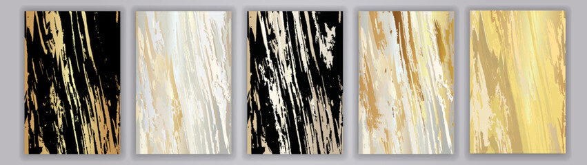 Gold, Black and Beige Marble Background Set. Elegant Luxury Texture Collection