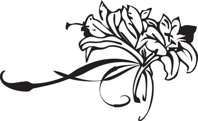 art deco style floral ornament lilies flowers tatoo design