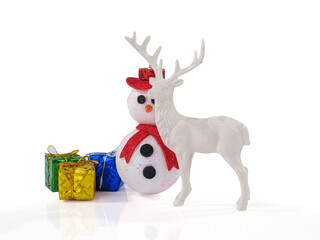 Christmas decorations on white background