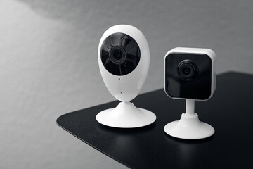 Couple of security cameras for controlling office workers