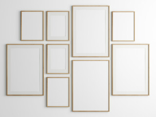 Gallery wall mockup, frames on the wall, minimalist frame mockup, Poster Mockup, Photo frame mockup, 3d render