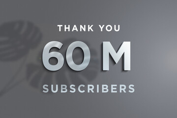 60 Million  subscribers celebration greeting banner with Steel Design