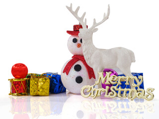 Christmas decorations on white background