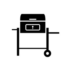 Black and stainless steel charcoal grill icon