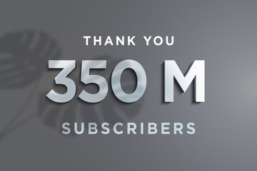 350 Million  subscribers celebration greeting banner with Steel Design