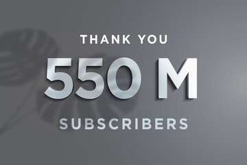 550 Million  subscribers celebration greeting banner with Steel Design