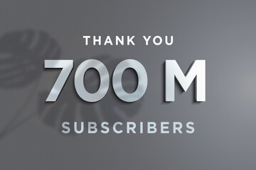 700 Million  subscribers celebration greeting banner with Steel Design