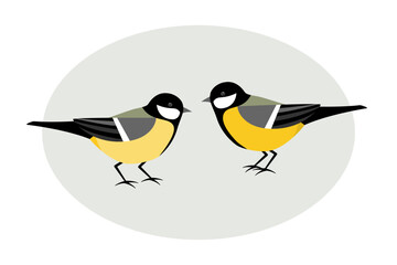 Two birds, male and female Great Tits.
