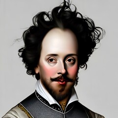Illustrated Portrait of William Shakespeare, English playwright, poet and actor