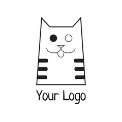 Cat logo design template. Vector cute and funny illustration