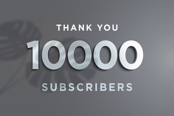 10000 subscribers celebration greeting banner with Steel Design