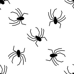 Spider vector seamless pattern on a white background. Insect pattern print on textiles, paper, wrapping paper theme