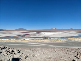 Landscape view of Laguna Colorada in Bolivia, South America. 