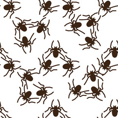 Spider vector seamless pattern on a white background. Insect pattern print on textiles, paper, wrapping paper theme
