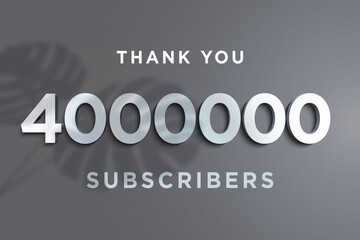 4000000 subscribers celebration greeting banner with Steel Design